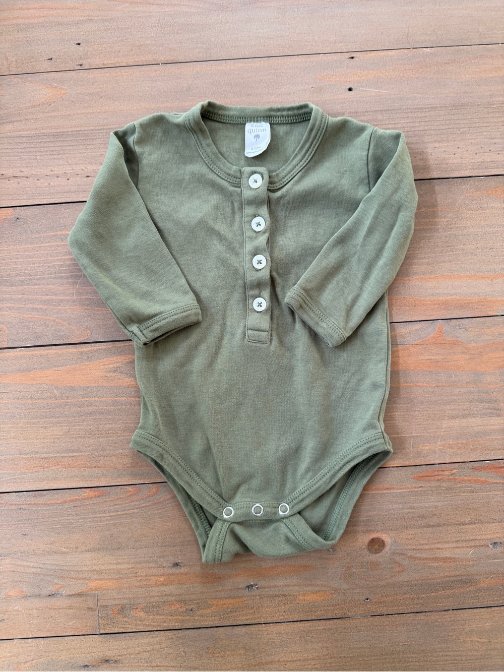 Like New Kate Quinn Olive Long-Sleeve Bodysuit - 6-12 Months
